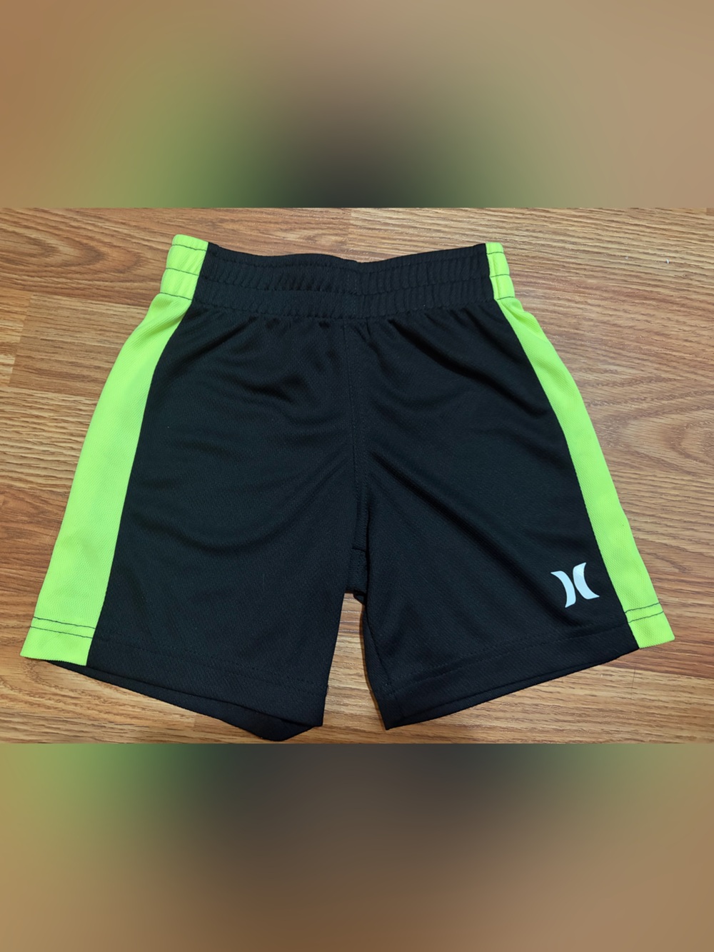 (3/$7) Hurley Black and Neon Green Athletic Shorts